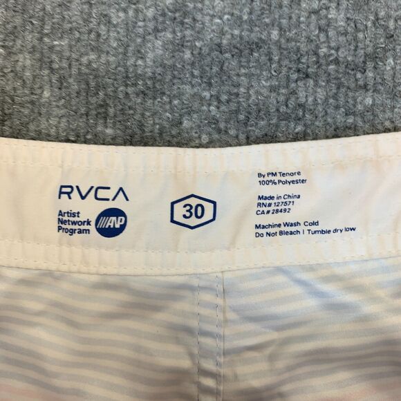 RVCA Board Shorts Mens 30 Red/Blue Striped Quick Dry Drawstring Tie Quick Dry - Picture 9 of 12